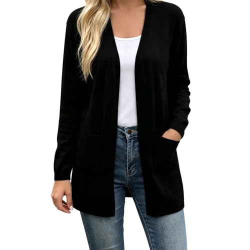 Cardigan for Women Lightweight Long Sleeve Open Front Sweater with Pockets - image 1