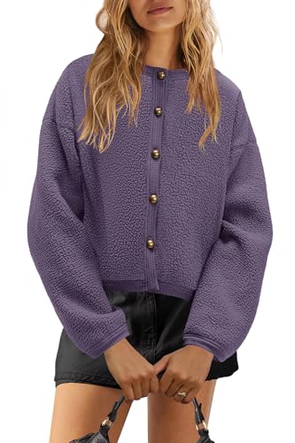 Image of Yanekop Womens Sherpa Jacket Button Down Fleece Winter Coat Fuzzy Jackets Chunky Cardigan Sweaters Open Knit Sweater