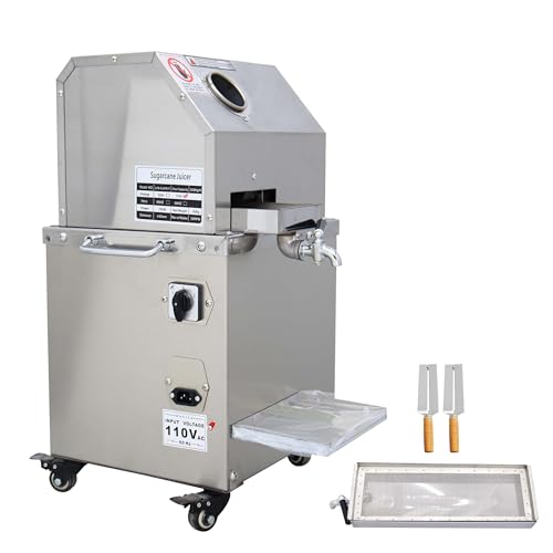 Image of JARYANNIX 800W Sugar Cane Juicer Machine, Vertical Electric Press with 3 Stainless Steel Rollers, High-Output for Sugar Cane, Commercial Juicer Machines