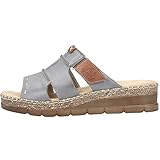 Rieker Damen Pantoletten V1253-12 blau Gr. 38