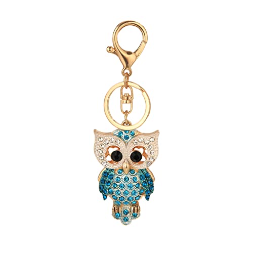 AMNGYOOK Owl Keychains, Cute Owl Shape Key Chain Crystal Rhinestone Animal Key Ring For Bag Wallet P