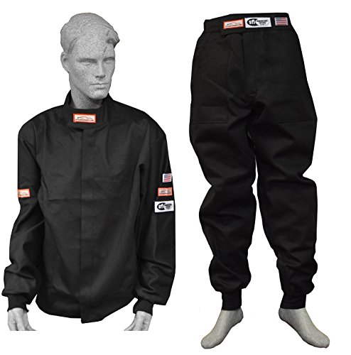 Racerdirect.net Race Suit Fire Suit 1 Layer Jacket & Pants 2 Piece Adult 2X Black