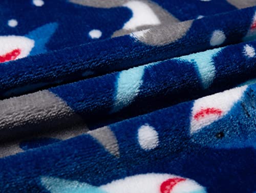 Ainibab Toddler Kids Cartoon Hooded Plush Robe Animal Pajamas Fleece Bathrobe Children Sleepwear (2T, Blue Shark Robe) #TOP4