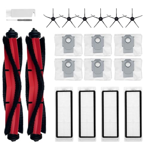 20Pcs Q5 Accessories Kit Replacement Compatible with Roborock Q5 Robot Vacuum 2 Main Brush 6 Side Brushes 4 HEPA Filters 6 Dust Bag 1 Cleaning Tool