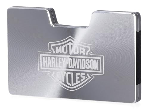 Harley-Davidson Men's Minimalist Aluminum Wallet, Detachable Money Clip - Silver