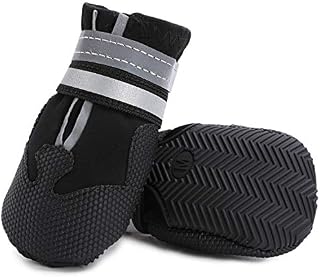 Ulandago Winter Dog Boots Neoprene Nonslip Rubber Sole for Snow Black M