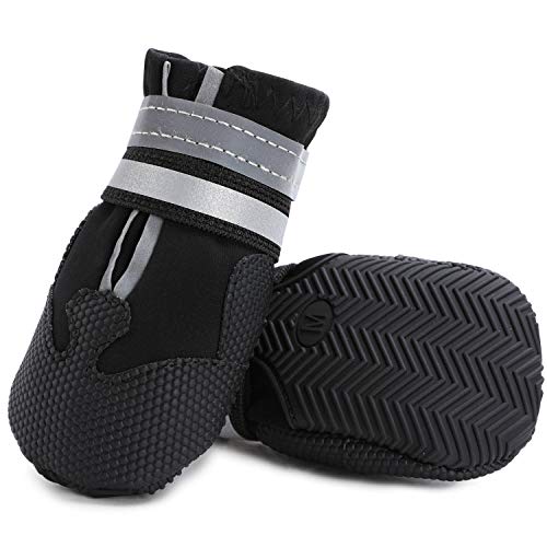Ulandago Winter Dog Boots Neoprene Nonslip Rubber Sole for Snow Black M
