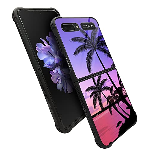 Zhegailian Case Compatible With Samsung Galaxy Z Flip,Colorful Sunset Palm Leaf Galaxy Z Flip Cases For Girls,Reinforced Corners Soft Tpu Shockproof Case Compatible With Samsung Galaxy Z Flip 6.7Inch #TOP1