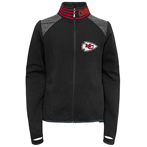 Outerstuff NFL Kansas City Chiefs Youth Boys Aviator Full Zip Jacket Black, Youth Medium(10-12)