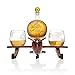 Godinger Whiskey Decanter Airplane Globe Set with 2 World Whiskey Glasses - for Liquor Scotch Bourbon Vodka