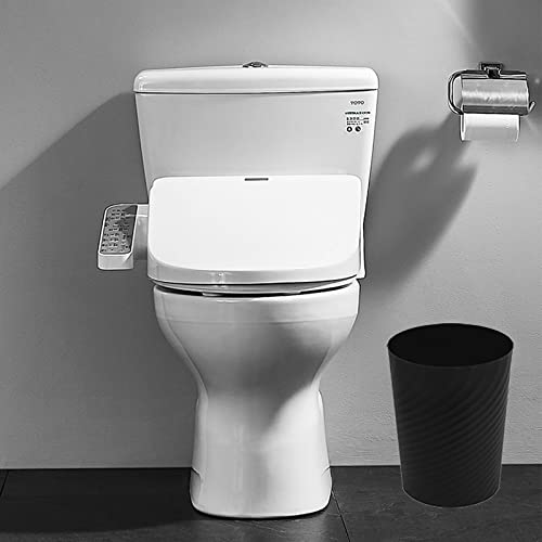 Image of UUJOLY Plastic Small Bathroom Trash Can Wastebasket Garbage Can, Black | Easy to clean, Bathroom, Laundry Room, Kitchen, Office, Kids Room, Dorm, Bedroom, 1.8 Gallon