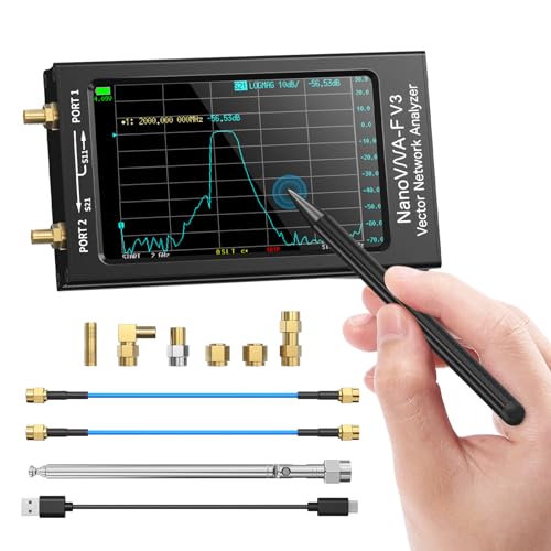 Seesii NanoVNA-F V3 Analyseur de Réseau Vectoriel, Analyseur d'antenne 4,3 Pouces 1MHz-6GHz HF VHF UHF VNA pour S-Paramètre, Phase, Retard, Diagramme de Smith