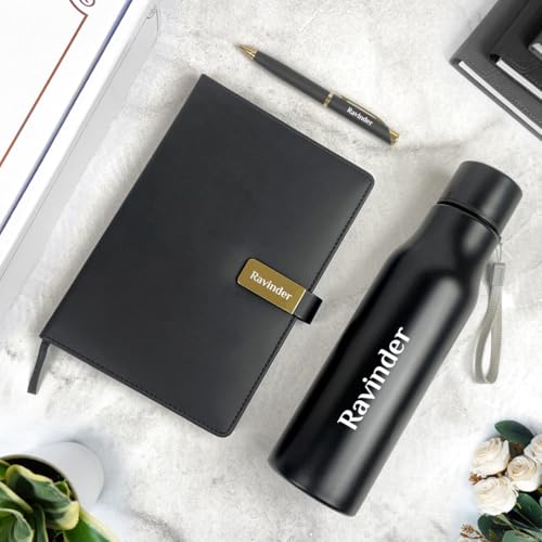 Giftana Personalized Diary with Pen, Water Bottle 750ml Gift Set ...