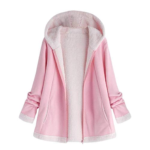 Abrigo de Mujer en Forro Polar sólido y cálido - Moda - Bolsillos - Cremallera con Ropa de Manga Larga más Talla 5XL