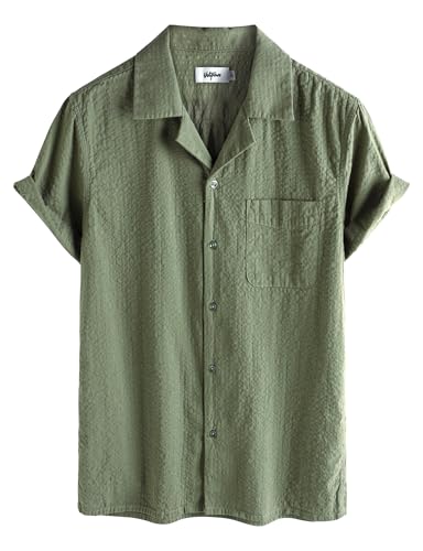 Image of VATPAVE Mens Striped Summer Shirt Casual Button Down Short Sleeve Beach Shirts Cotton Shirts for Men