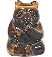 Nupuyai Tigerauge Kristall Bär Figur Deko Baby Bär Statue Heilstein Glücksbringer Stein Figuren T...