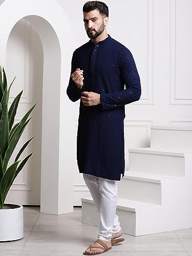 Image of SOJANYA Timeless Traditions (Since 1958) Men's Pure Cotton Sequin Embroidered Kurta Pyjama Set
