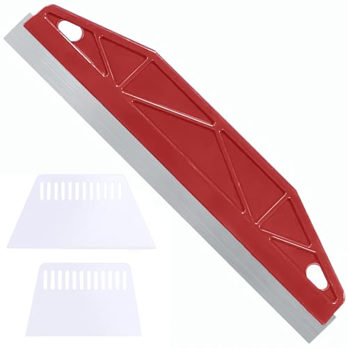 Herramienta de corte de acero inoxidable de 30 cm para pintar – Protector de pintura rojo con 2 protectores blancos para bordes, reparación de paredes y protección de papel tapiz