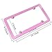 Ibetter 2 Pack Premium UV Resistant License Plate Frame, Slim Style Aluminum Metal Cute License Plate Holder Cover Pink Red for Women and Men (Pink Red 4 Holes)