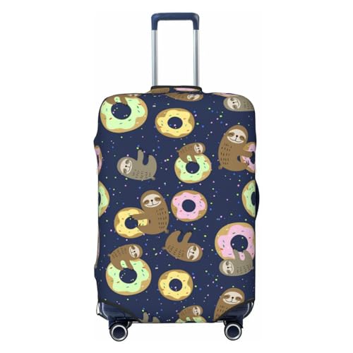 Sloth with Donuts Luggage Cover TSA Approved Stylish Dust and Scratch Resistant Luggage Case Protector Washable Elasticated Luggage Covers for Kids and Adults