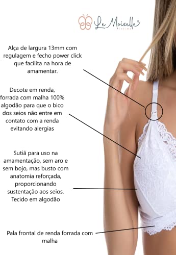 Kit Sutiã De Amamentação Algodão C/Renda 3 Pçs E Brinde! (M, Multicolorido)