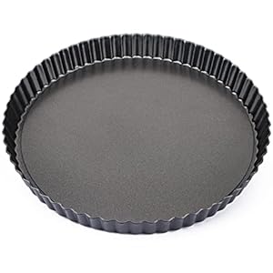 Beasea Tart Pan 10 Inch with Removable Bottom, Non Stick Quiche Pan Pie Shell Fluted Edge Tart Pan, Loose Base Carbon Steel Round Cooking Pan for Baking