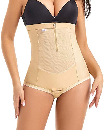 Image of MOVWIN Postpartum Belly Wrap C Section Panties Belly Band Abdominal Compression Corset Girdle Shorts with Zipper
