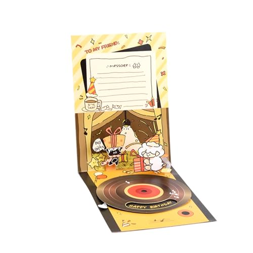 音楽付きのユニークな誕生日カード 繊細な挨拶 美しい蓄音機 ケーキ お祝い ??面白いギフト