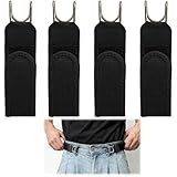 MUYAPAY 4 Pièces Ceinture Sans Boucle For Men Women, Ajustable No Buckle Waist Strap, Metal Hook Elastic Belt Ceinture Paresseuse Invisible Élastique Extensible pour Marche Quotidienne Travail Voyage