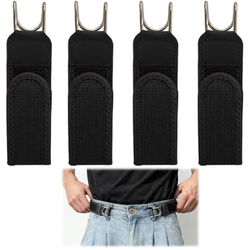 MUYAPAY 4 Piezas Cinturones Sin Hebilla Unisexo, Cinturón Elástico Táctico Con Gancho De Metal Cintura Elástica Invisible Sin Hebilla, Cintura Có Ajustable Para El Trabajo, Viajes Y Uso Diario