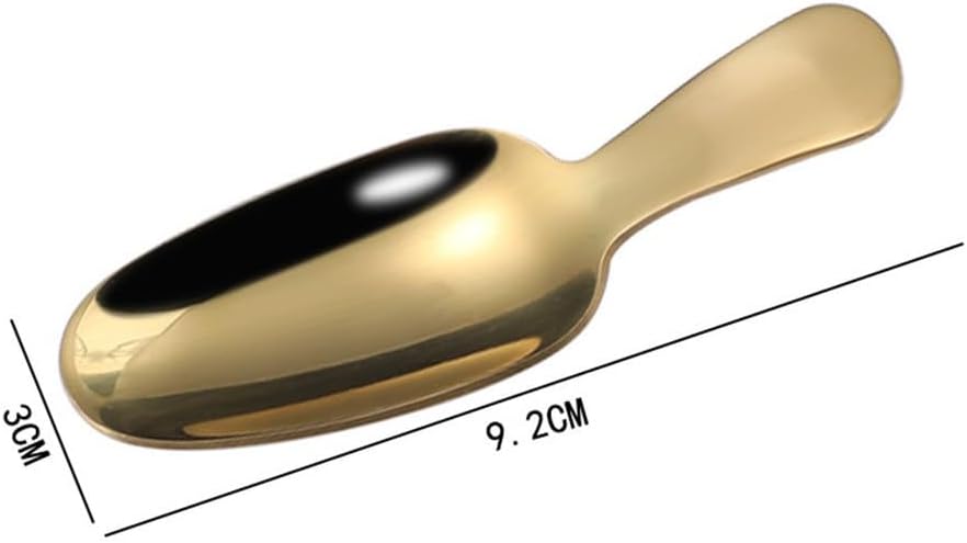 Coffee Scoop Stainless Steel Short Handle Small Spoon Round Head Coffee Bean Spoon(Gold)