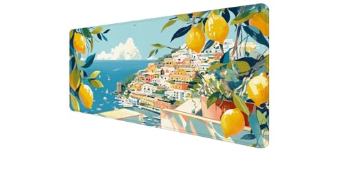 Tapis de souris XXL Gaming Citron 1200x600 avec bords cousus haute précision