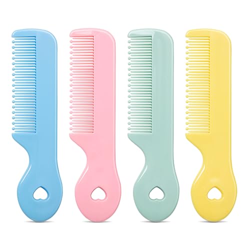 MEGAVOW 4 Pcs Baby Hair Brush, Round Teeth Baby Soft Hair Comb, Plastic Scalp Comb Brush Set for Babys Newborns and Toddlers