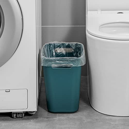 Image of UUJOLY Plastic Small Bathroom Trash Can, 3.5 Gallon, Bluish Green, 3 Pack