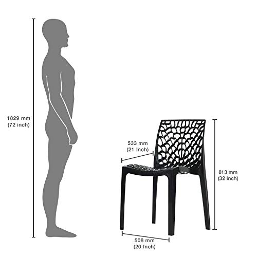 Image of Supreme Web Plastic Chair |Armless Chair for Home, Dining Room Set, Cafe & Outdoor Use |with Weight Bearing Upto 220kgs(Color: Black; Pack of 1)