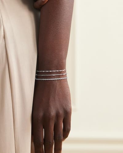 3 Pcs Gold and Silver Bracelets for Women 14K Gold Initaial Bracelet Stackable Letter Charm A-Z Monogram Bracelet Anti Tarnish Jewelry Gifts for Women4