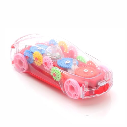 Image of ADITI TOYS Transparent Gear Car for Kids, Concept Gear Car with Music and Light Toy for Kids, 3D Concept Plastic Car with 360 Degree Rotation, Suitable for Kid Above 3 Years, BIS Approved (Red)