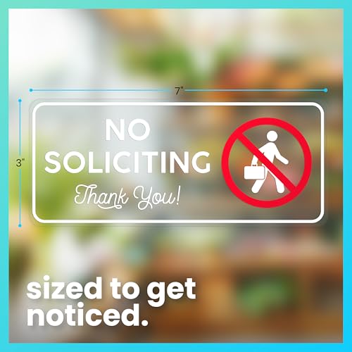 Image of ExcelMark No Soliciting Window Stickers - 3 inch x 7 inch Transparent Vinyl Sticker Sign - Select From Sticky Front or Sticky Back For Interior or Exterior Use - Pack of 3 (Interior)