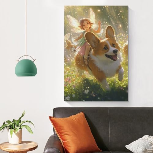 Toile Corgi murale grand format pour habiller un couloir vide