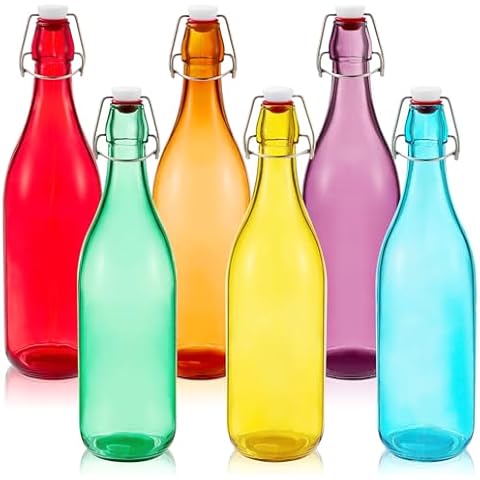 Teenyyou 6-Pack 500ml Colorful Glass Swing Top Bottles Cover