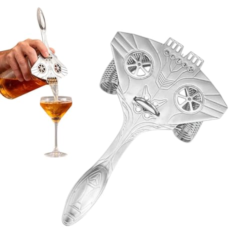 Colador de cóctel de bar ergonómico ergonómico con vertido liso de acero inoxidable - Colador de cóctel y bebida para bar | Para adultos amantes amigos y apasionados