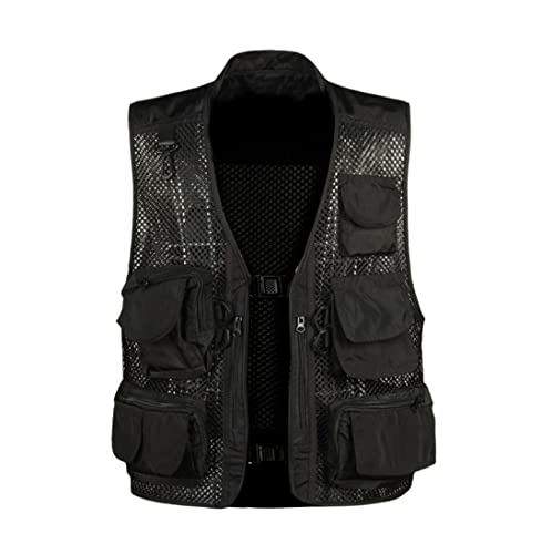 Gilet d'été en maille homme gilet camouflage décontracté ample Noir XXL