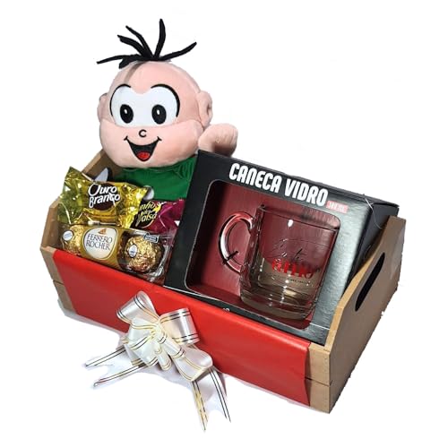 Cesta De Presente Turma Da Mônica Com Caneca Te Amo e Bombons