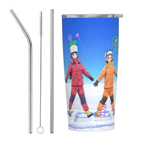 宇宙よりも遠い場所 車載用 コーヒーマグ 保温保冷 大容量 漏れ防止設計 滑り止め カップホルダー対応 ドライブ オフィス アウトドア ビジネス 通勤用 600ml 男女兼用 Straw Three-piece Set