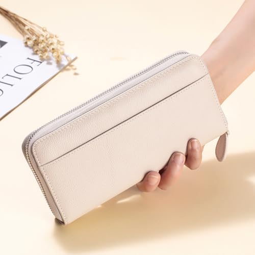 Image of RFID Blocking Womens Zipper Wallet Leather Large Capacity Billfold Clutch Zip Around Wallets for Women