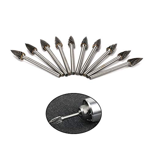 Set 10 Piezas Fresas Carburo Tungsteno Mango 3mm Cabeza 6mm miniatura 5