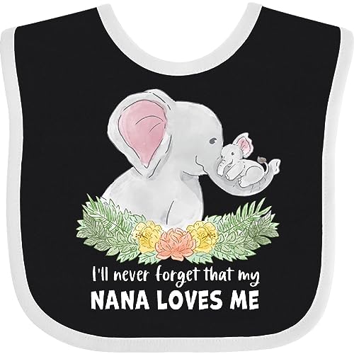 inktastic I'll Never Forget That My Nana Loves Me with Cute Elephants Baby Bib