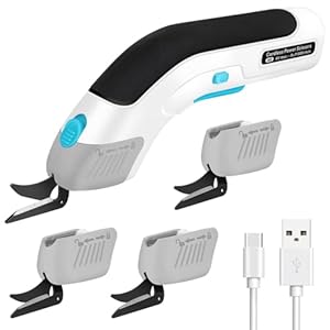 LabTEC Cordless Electric Cutter Electric Scissors with 4 Cutting Blades with Safety Lock for Cutting Cardboard Leather Carpet Potted Plant