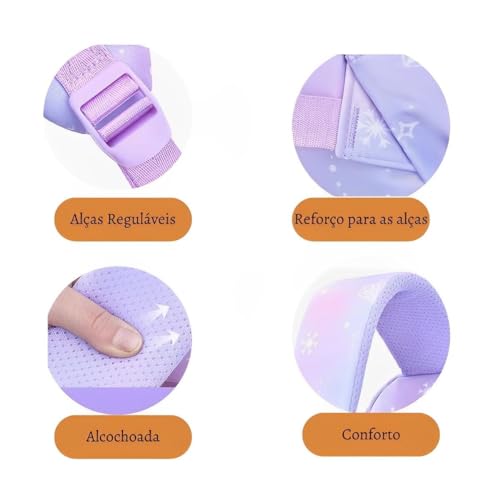 Mochila Menina Escolar Juvenil Espaçosa Bolsa Moderna Com Estojo Embutido Criança Unicórnio Viagem M