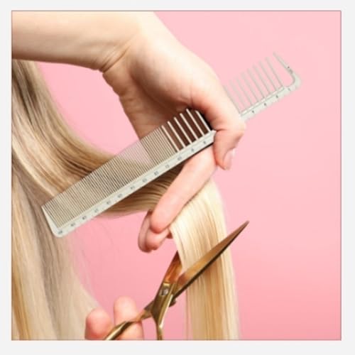 Juego de 3 Peines para Corte de Cabello con Regla Beige miniatura 3